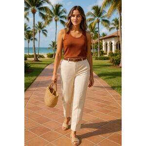 Lauren Ralph Lauren Women’s Size 12 Pin-Striped Cotton Straight Pants 30″ Inseam